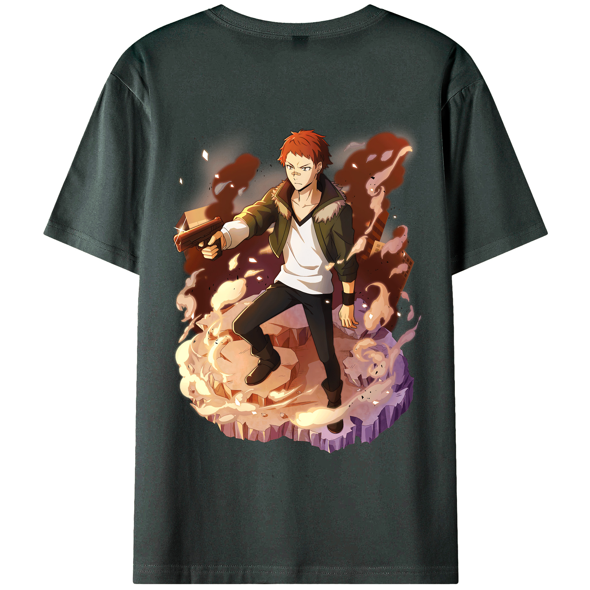 （画像用） 文豪ストレイドッグス Bungo Stray Dogs 綿100％ メンズ半袖Tシャツ（バックプリント） 通気性